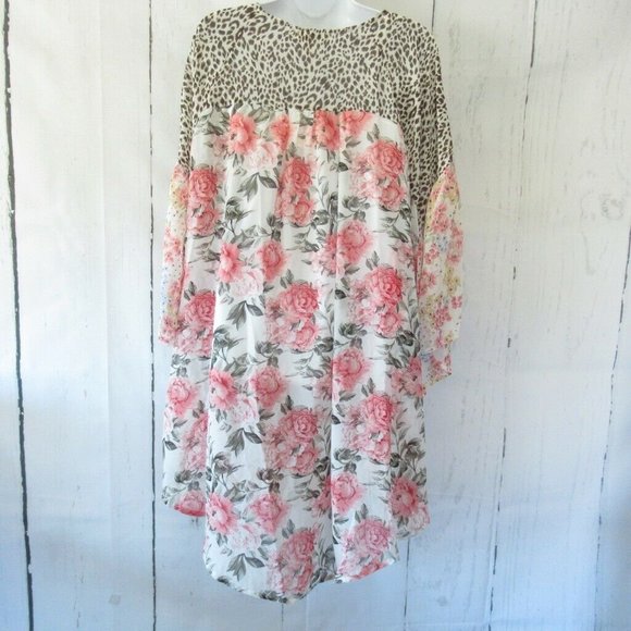 Umgee Kimono Floral Animal Print Boho Peasant Plus - Picture 6 of 8